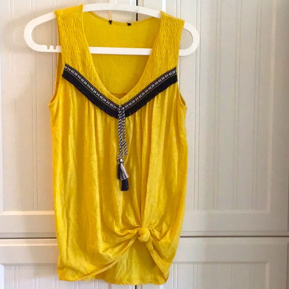 Smock style, embellished swingy cotton tank. Size L